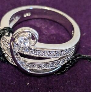 Have A Fling Elegant Silver Ring with Crystal Accents. Size 7